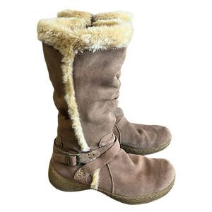 BareTraps Emalyn Faux Fur Lined Suede Boots Tan Womens 8.5